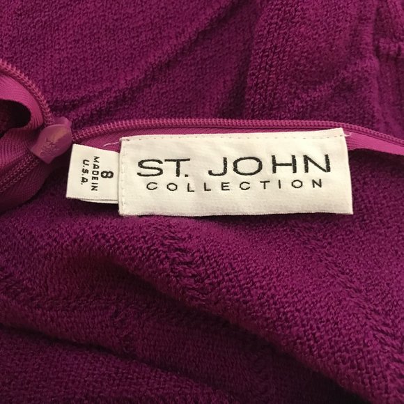 St. John Collection Criss Cross Bandage Pattern Santana Knit Sheath Dress Size 8 - Picture 9 of 15